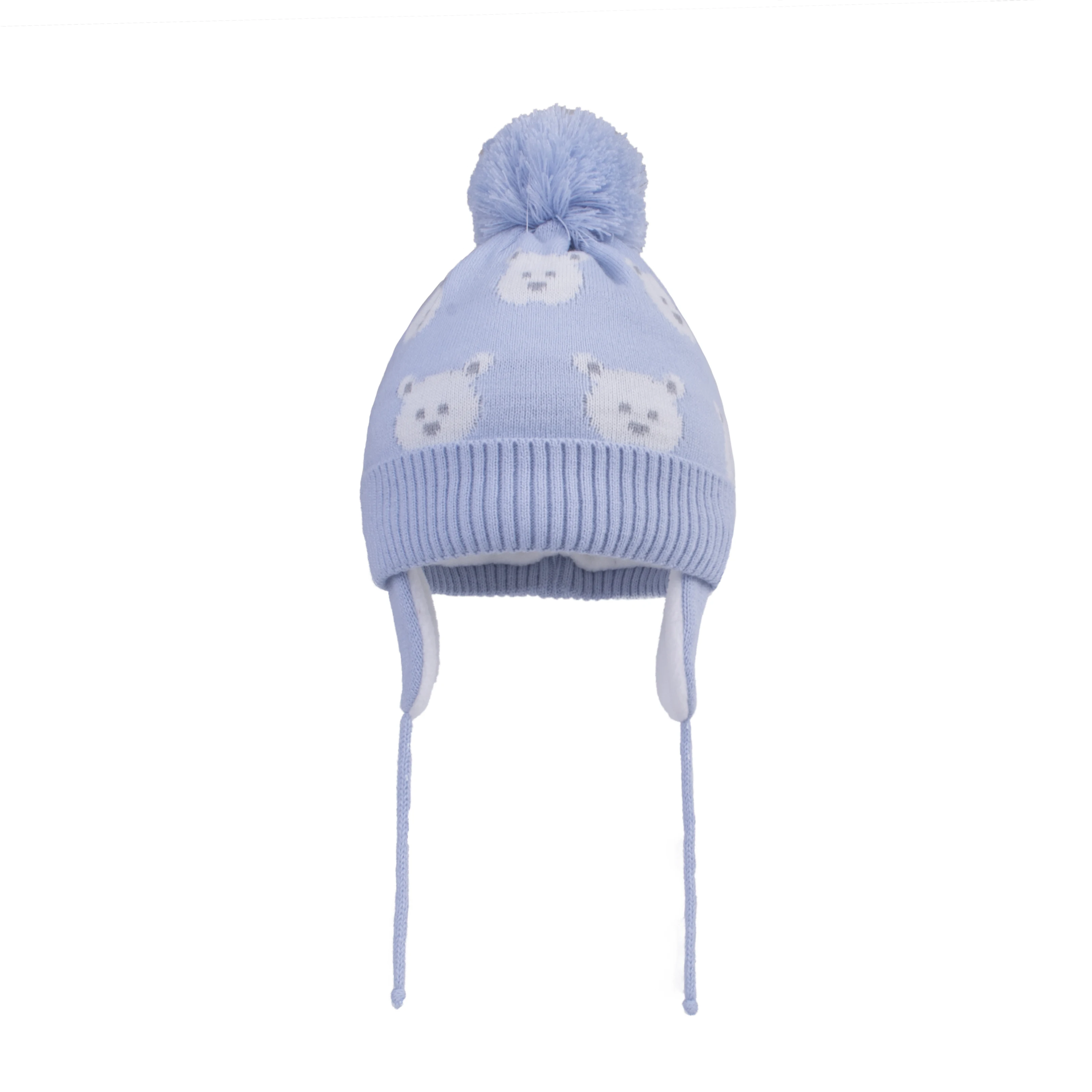 Connectyle Toddler Infant Baby Boys Girls Skull Cap Winter Beanie Knitted Fleece Lined Cute Cartoon Bear Kids Warm Earflap Hats