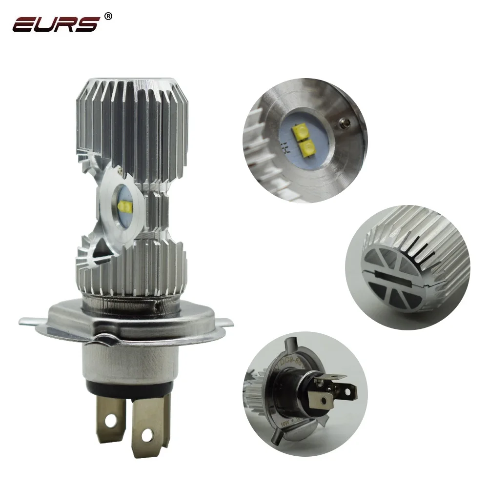 EURS 1PCS H4 HS1 H6 H6M BA20D Led Motorcycle Headlight Bulb Fog Light Hi Lo Lamp ATV Scooter Accessories Moto Electric Car Light