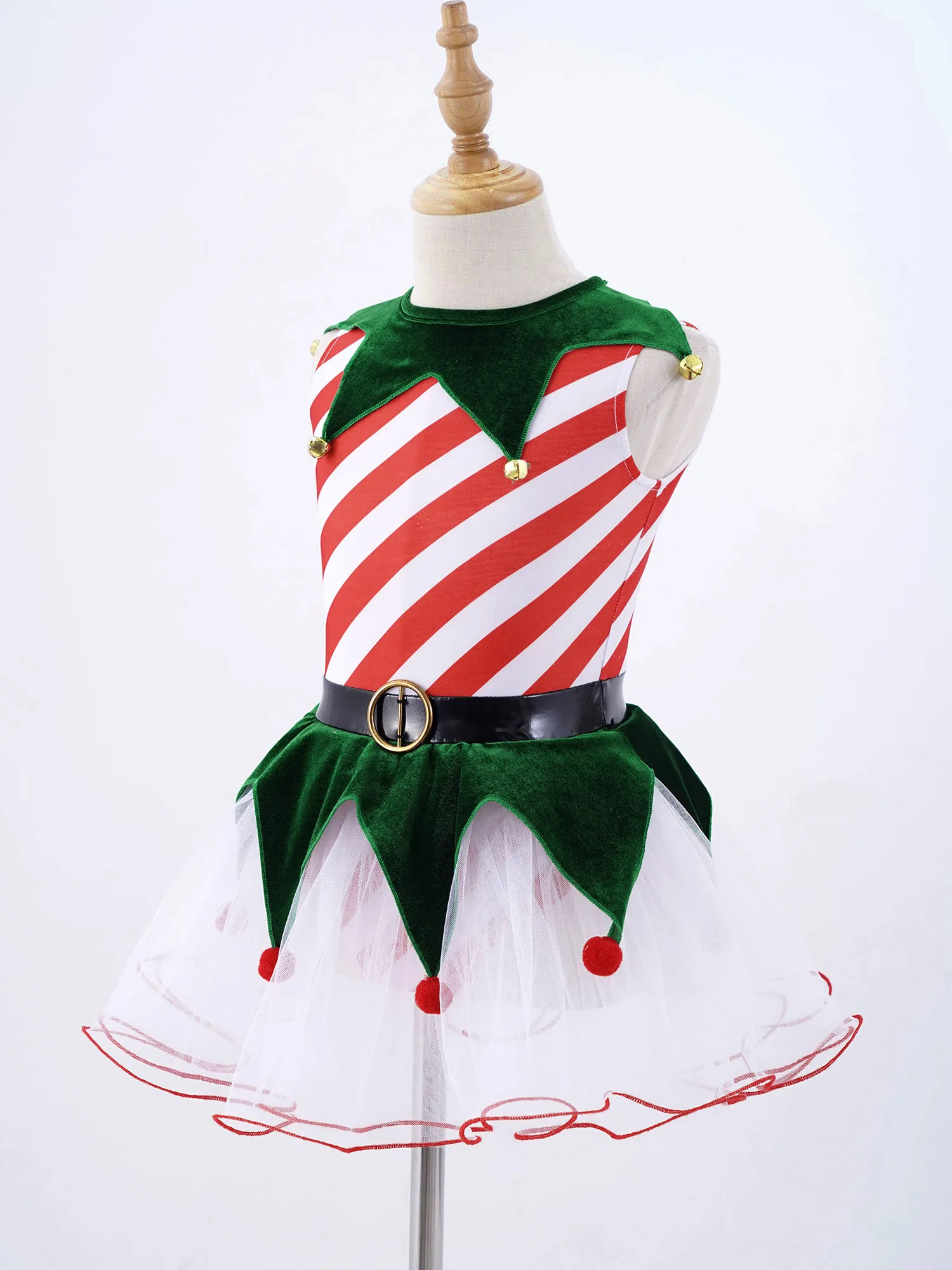 Robe Tutu Rouge en Maille Imprimée pour Fille de 4 à 14 Ans, Costume de Noël, Carnaval, Nouvel An