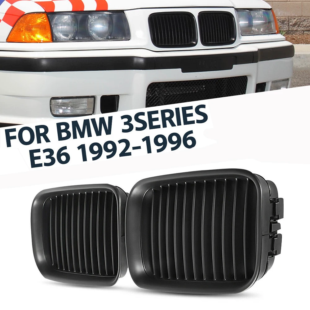 For BMW E36 1992-1996 318i 325i Front Matte Black Kidney Sport Hood Grill Grille