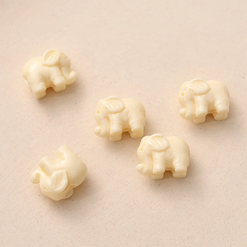 15pcs 14mm Elephant Shape Artificial Coral Beads For Jewelry Making Loose Spacer White/Pink Animal Bead DIY Bracelet Necklace