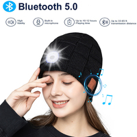 Unisex Bluetooth compatible V5.0 Beanie LED Hat,Wireless Headphone Beanie USB Rechargeable Lighted Cap with Built-in HD Stereo