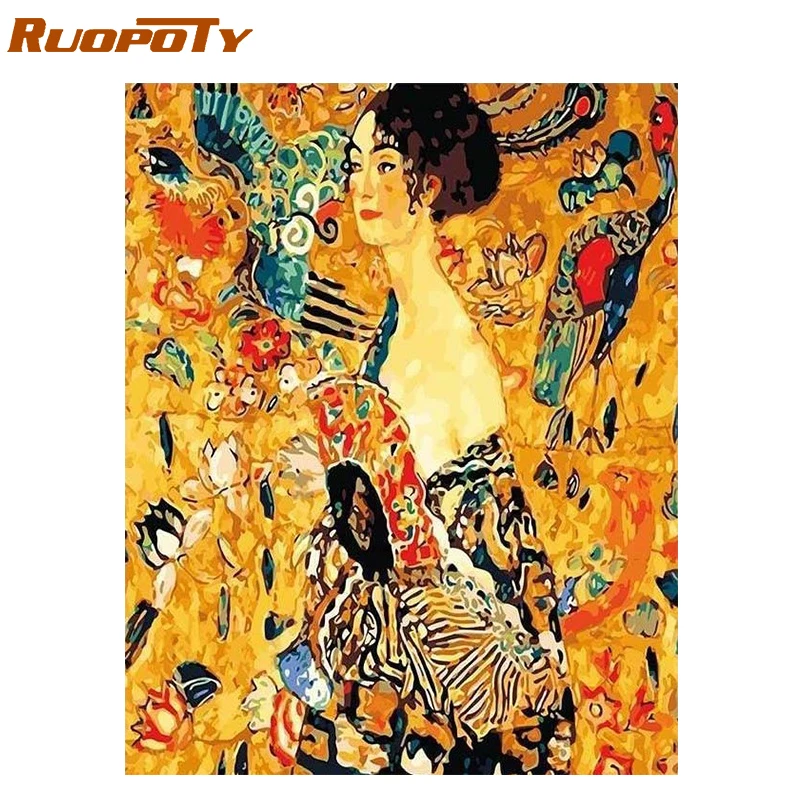 RUOPOTY Frame Famous Picture Painting By Numbers Home Decors Canvas By Numbers Figure Painting Acrylic Paint For Wall Art Decors