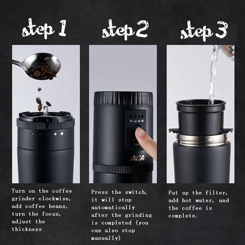 ماكينة صنع القهوة المحمولة طاحونة سيارة USB مسحوق القهوة الكهربائية ماكينة