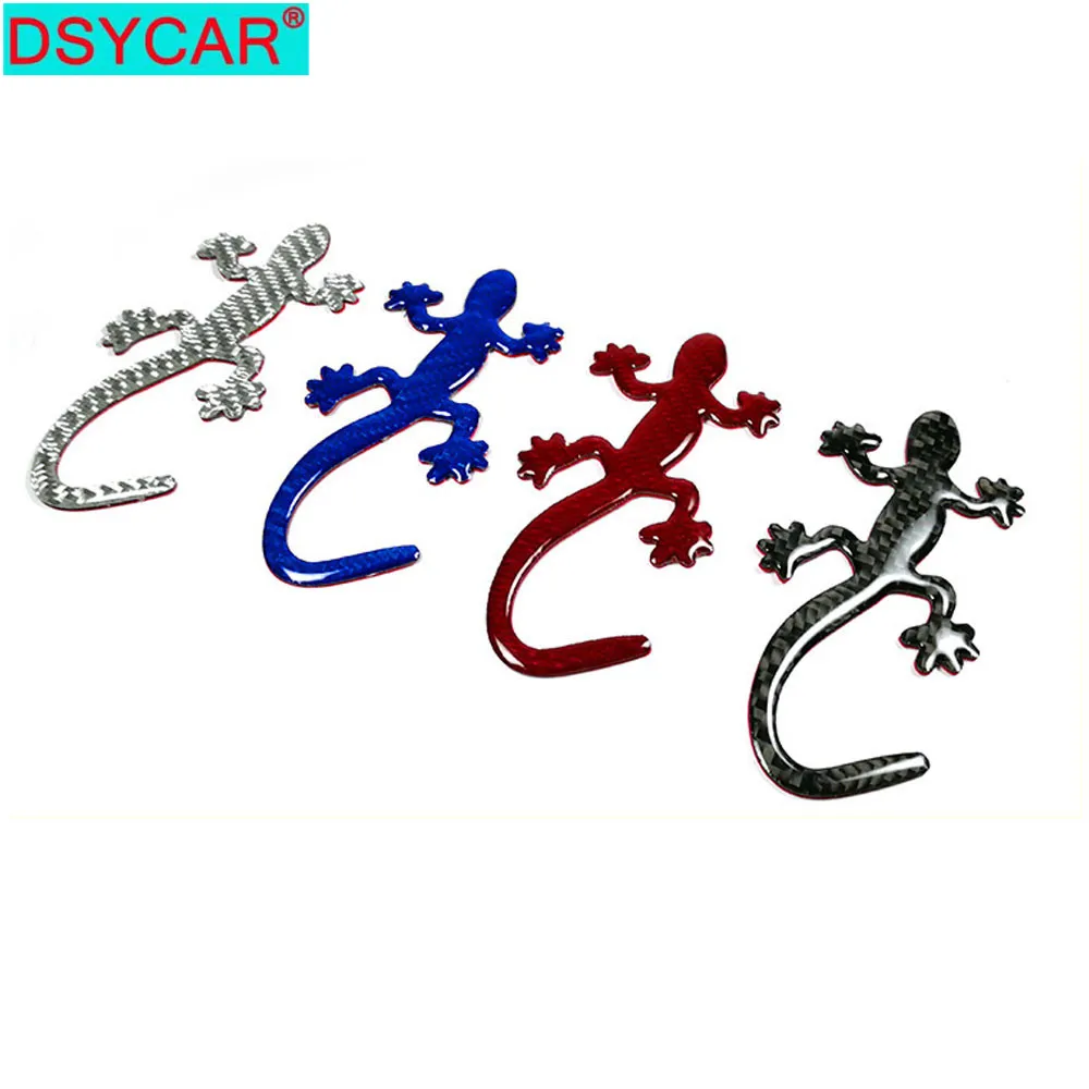 DSYCAR 1Pcs Carbon Fiber Geckoes Car Badge Emblem 3D Auto Motorcycle Decal Sticker Universal