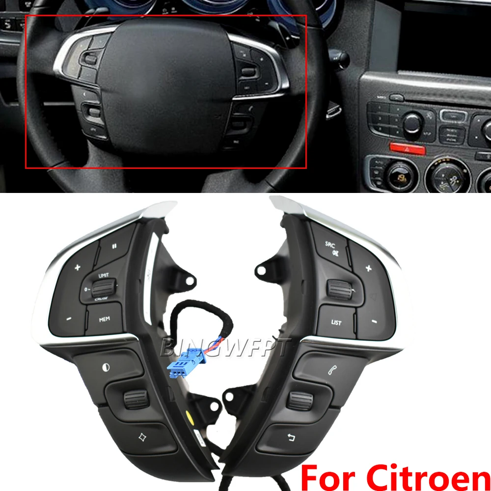 

NEW Original Steering Wheel Switch For Citroen C4 2013 Car Multifunction Cruise Control Button Phone Volume Buttons accessories