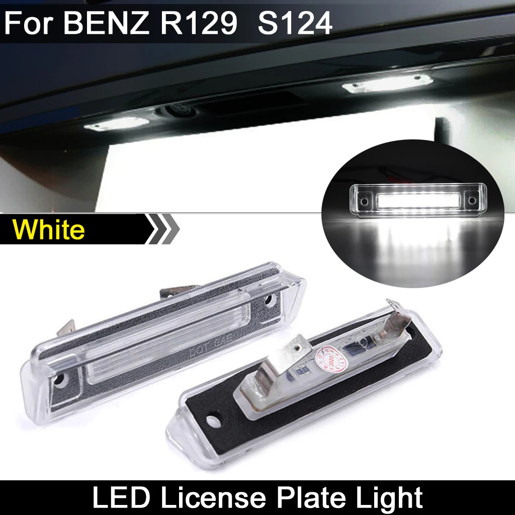 2Pcs For Mercedes Benz SL-Class R129 1989-2001 E-Class S124 1985-1996 Hight Brightness White LED License  Number Plate Light