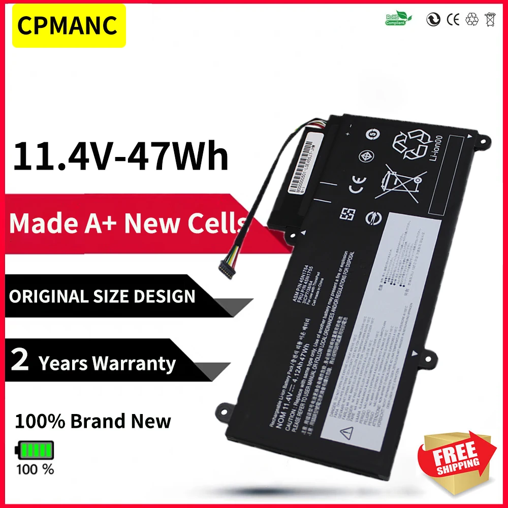 

CPMANC 47WH 45N1754 45N1755 Battery For Lenovo E450 E450C E455 E460 E460C 45N1756 45N1757 Laptop Battery 11.4V 47Wh