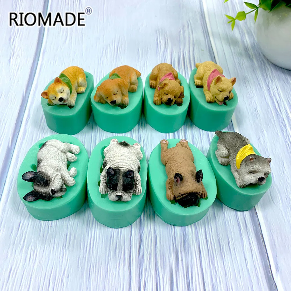 Corgi Bulldog Silicone Fondant Molds 13 Dogs Shape Animal Cake Decorating Tools Chocolate Dessert Polymer Clay Mould F0661XG