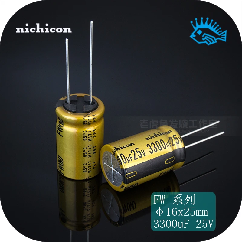 2pcs/20pcs 25V3300uF 25V FW Series Nichicon Gold Audio Electrolytic Filter Capacitor 16x25mm