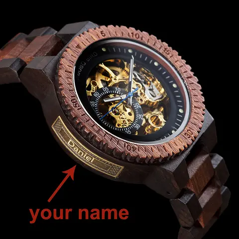 Personalized Wooden Men's Automatic Watch BOBO BIRD