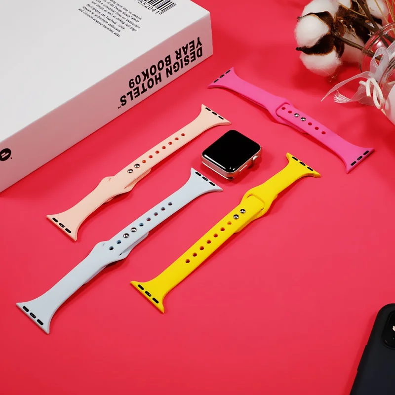 Slim strap For Apple watch band 38mm 44mm 40mm 42mm Silicone wrsit women belt bracelet iWatch serie 3 4 5 SE 6