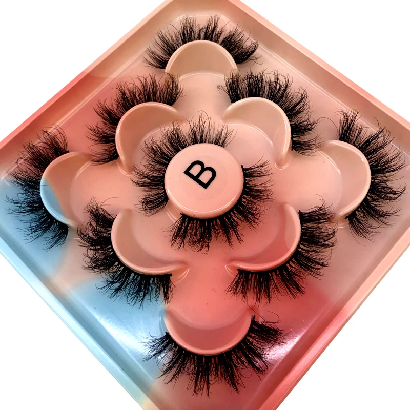 Colorful 5 Pairs Multipack Faux 3D Mink Hair False Eyelashes Handmade Fluffy Long Lashes Nature Long Eye Makeup Tools Eye Lashes