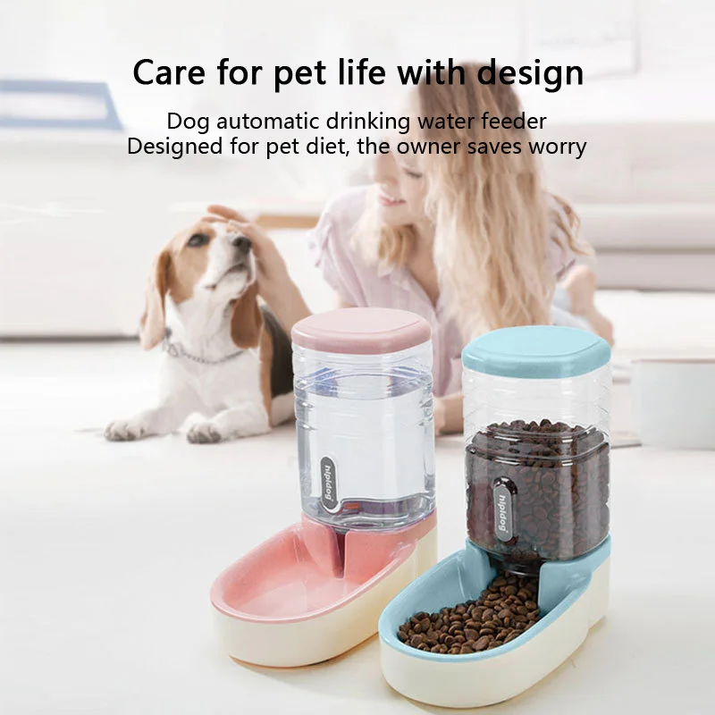 

Dog Automatic Pet Feeder Cat Water Dispenser Dog Bowl Cat Basin Water Feeding Bowl Cat Bowl Combined Grain Storage Barrel