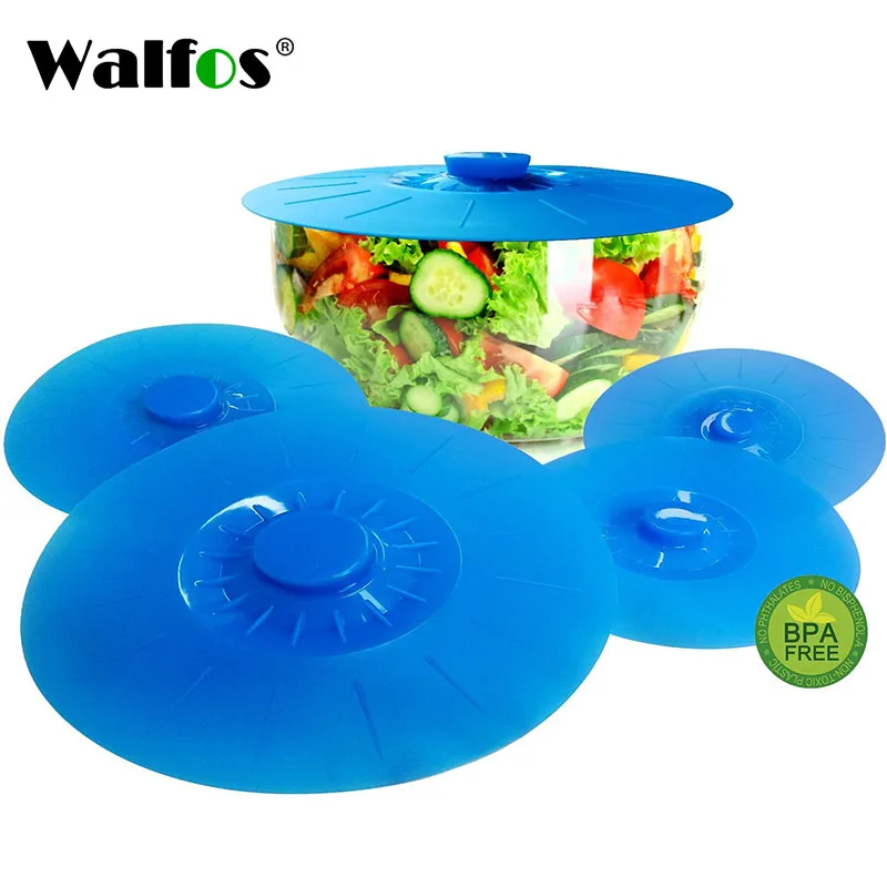 WALFOS Food Grade Silicone Silicone Bowl Lids Heat Resistant Microwave Cover Seal Reusable Suction Seal Covers for Bowls Plate