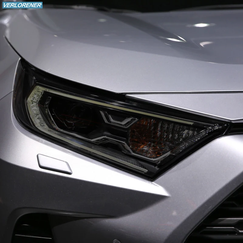 

2 Pcs Car Headlight Protective Film Smoked Black Tint Wrap Vinyl Transparent TPU Sticker For Toyota RAV4 XA40 XA50 2016-Present