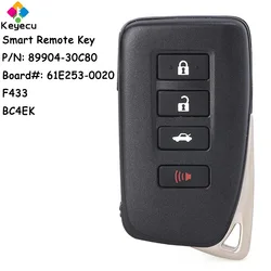 KEYECU Smart Rmote Car Key With 4 Buttons 433MHz for Lexus GS350 ES350 ES300H ES250 GS450 Fob BC4EK 89904-30C80 61E253-0020 F433