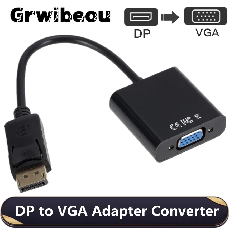 Grwibeou DisplayPort Display Port DP to VGA Adapter Cable Male to Female Converter for PC Computer Laptop HDTV Monitor Projector