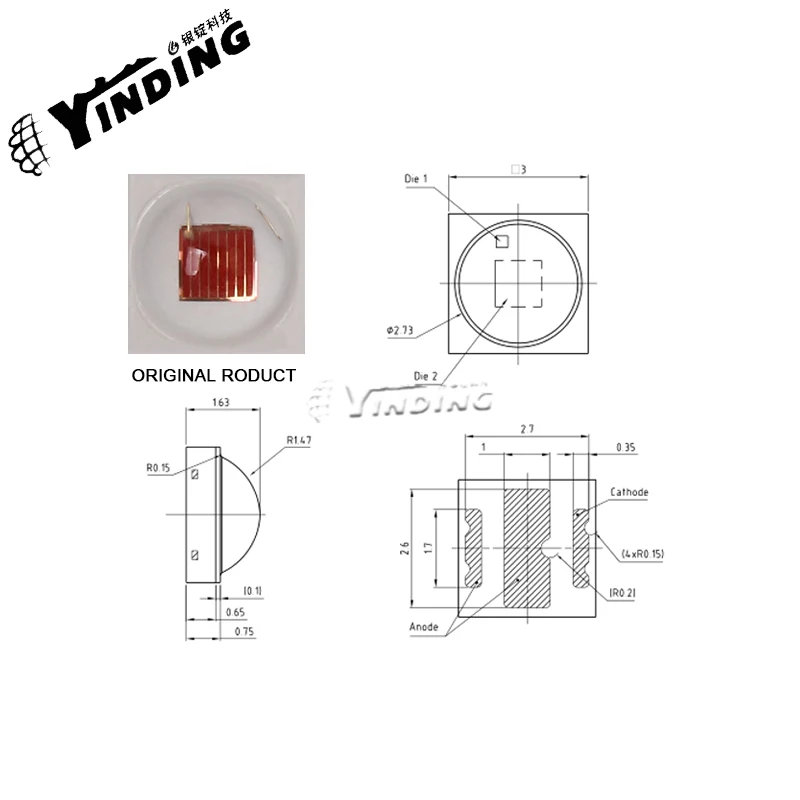 10PCS GR QSSPA1.23  3W high power LED Light Emitting Diode 620-630NM Red light architectural lighting,、stage lighting