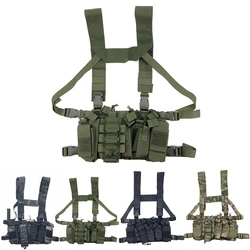 Ajustável Tactical Chest Rig Bag, Radio Harness Front Pouch, Coldre de colete militar, Two Way Radio Waist Pouch