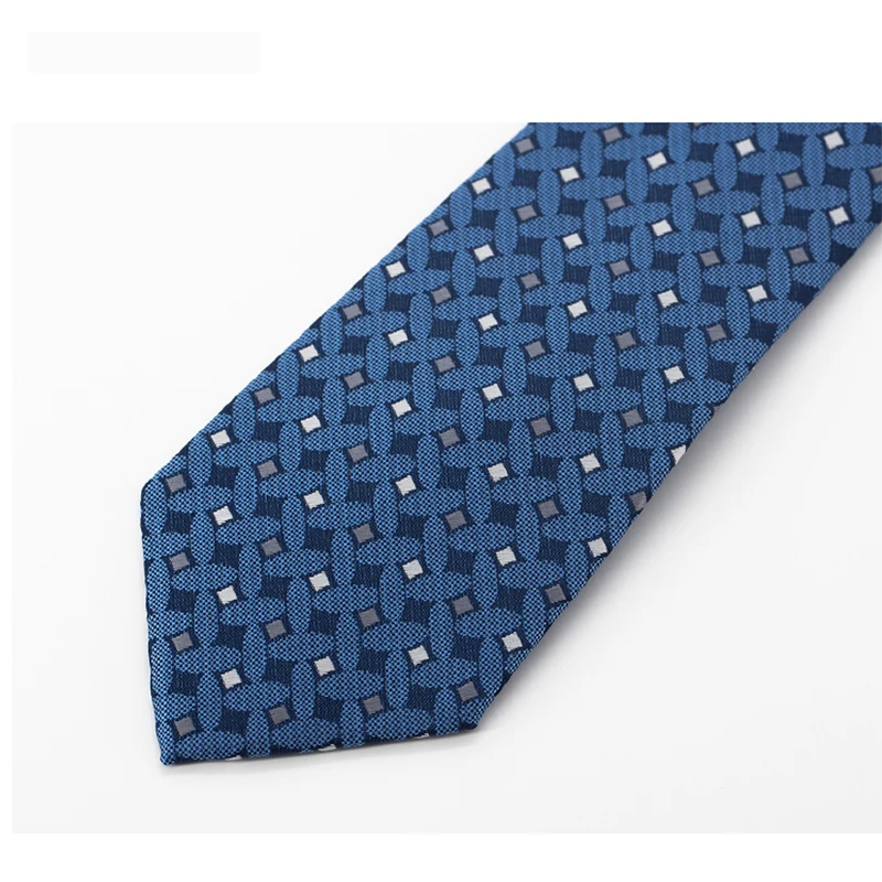 Blue 8CM Tie for Men Mariage Business Dresses Office Gentleman Necktie High Quality  Fashion Striped Cravate Wedding Gifts