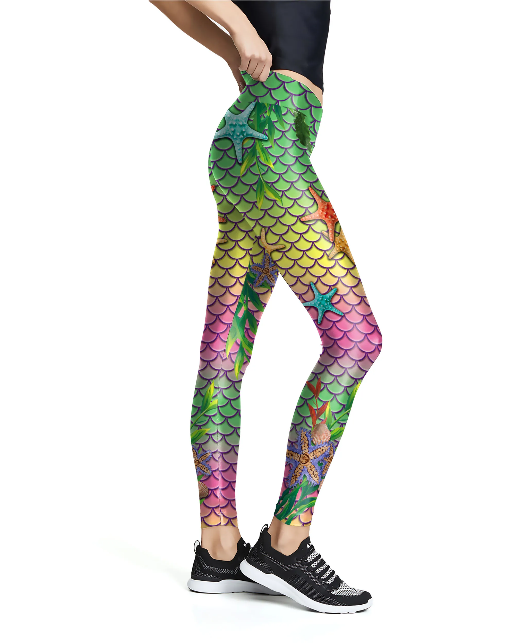 Leggings con estampado 3D de sirena para mujer, pantalones ajustados de calle, mallas deportivas informales a la moda, 2021