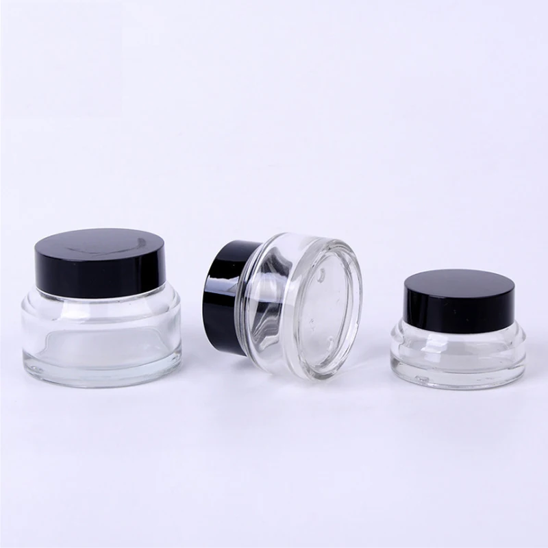 1pcs 15g/30g/50g Empty Clear Glass Refillable Bottles Lip Balm Jar Travel Face Cream Pot Lotion Vials Amber Cosmetic Containers