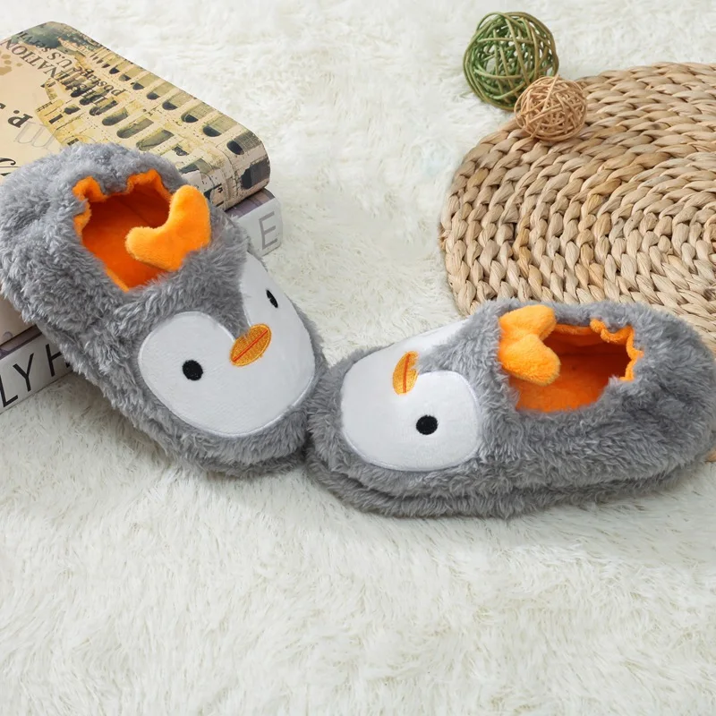 2023 Winter Schattige Pinguïn Kids Slippers Comfortabele Baby Warme Katoenen Schoenen Jongens En Meisjes Huis Indoor Dier Pluche Slippers