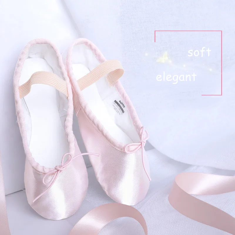 Ballet Shoes For Girls Kids Gymnastics Shoes Ballerina Dance Shoes Sneakers Children Shiny Satin Flat For Dancing