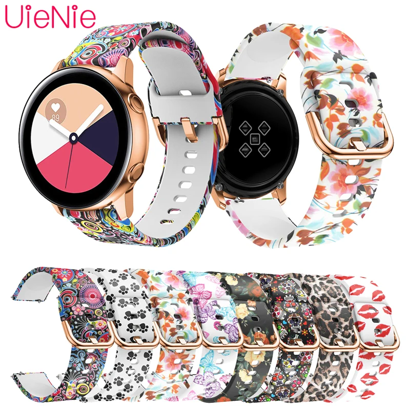 

20mm Floral Silicone Wristband For Samsung Galaxy 42mm Active 2 Gear Sport S2 Huami Amazfit GTR 42mm Flower Printing Watch Band