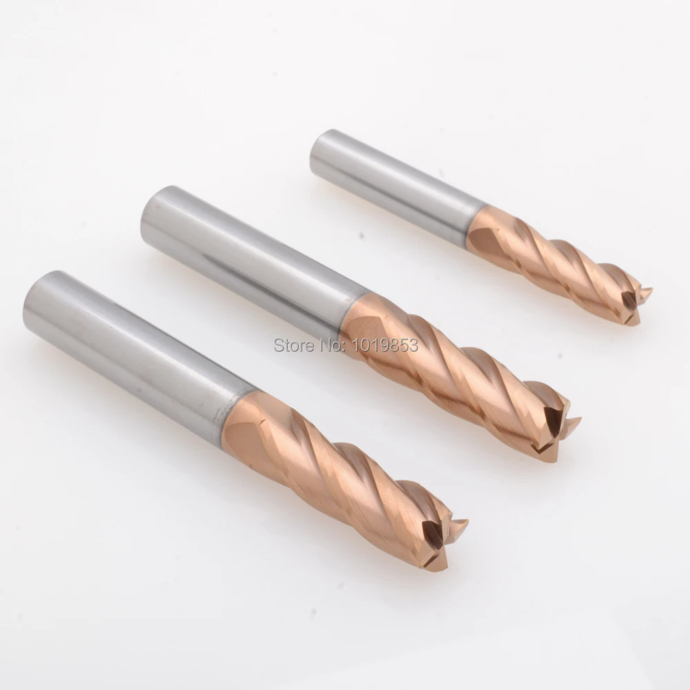

5pcs SLONS S100 3x3x50L 1mm or 1.5mm 2mm or 2.5mm 3mm or 4mm HRC55 milling cutter solid carbide end mill for steel or copper