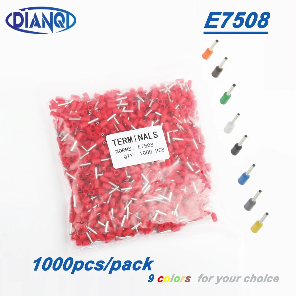 E7508 Tube Pre-insulating Terminal(Type TG-JT) Cold pressed terminals/Cable Connector/Wire Connector 1000PCS/Pack