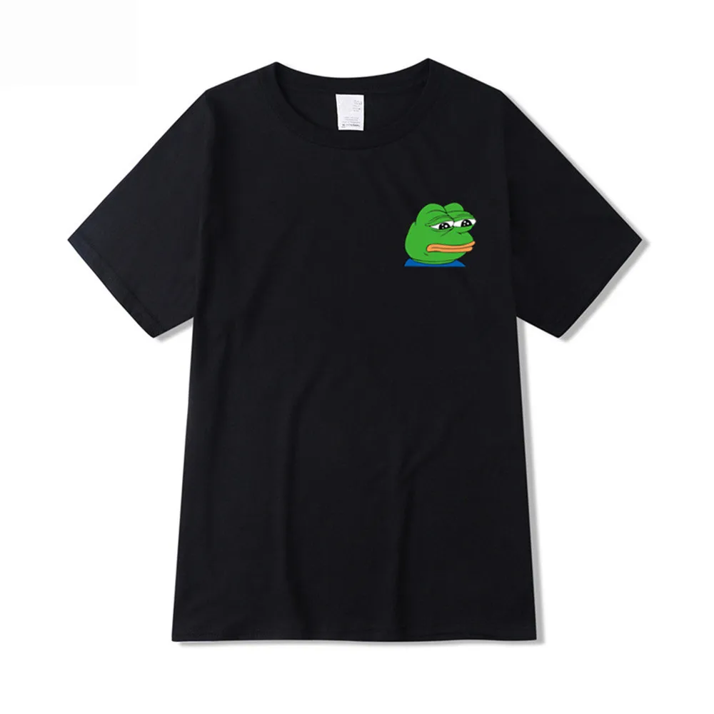 Summer Men T-Shirt Sad Frog Mens Clothing Printed Funny T Shirts Casual Short Sleeve Tops Cotton Tee Shirt For Man Loose Tshirt