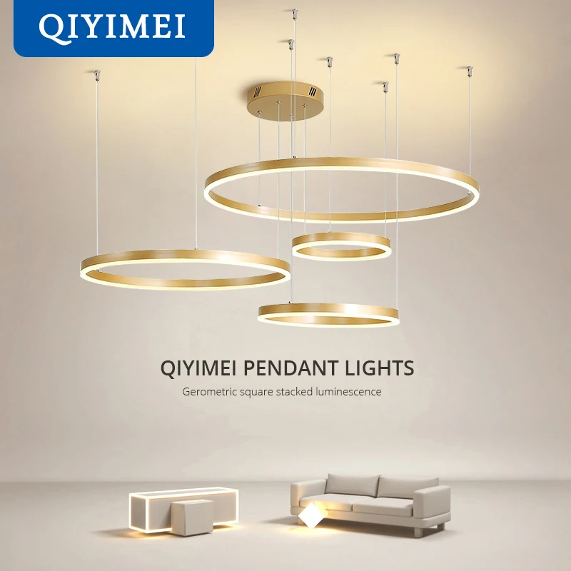 QIYIMEI Modern LED Pendant Lights Gold Black Coffee Lights for Bedroom Dining Living Room Bar Hanglamp Indoor Luxury Lighting