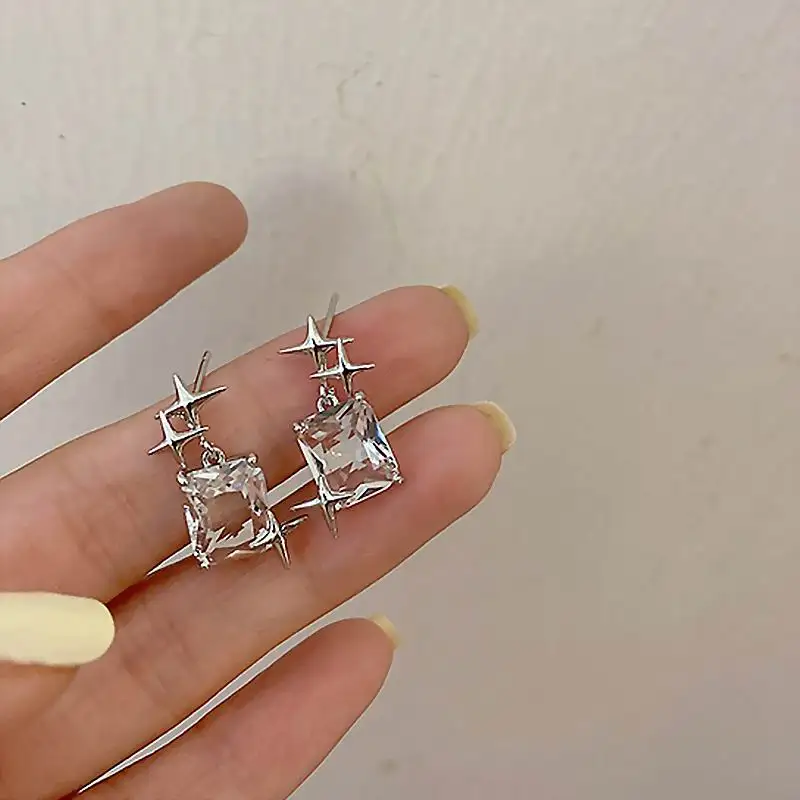 Fashion Stars Transparent Square Stud Earrings For Women Etrendy New Jewelry bijoux