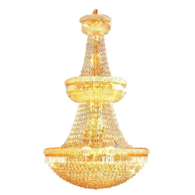 Large Empire Gold Crystal Chandelier Lighting For Stair Modern Hanging Lamp For Foyer Lobby Hall Luxury Modern Hanging Light