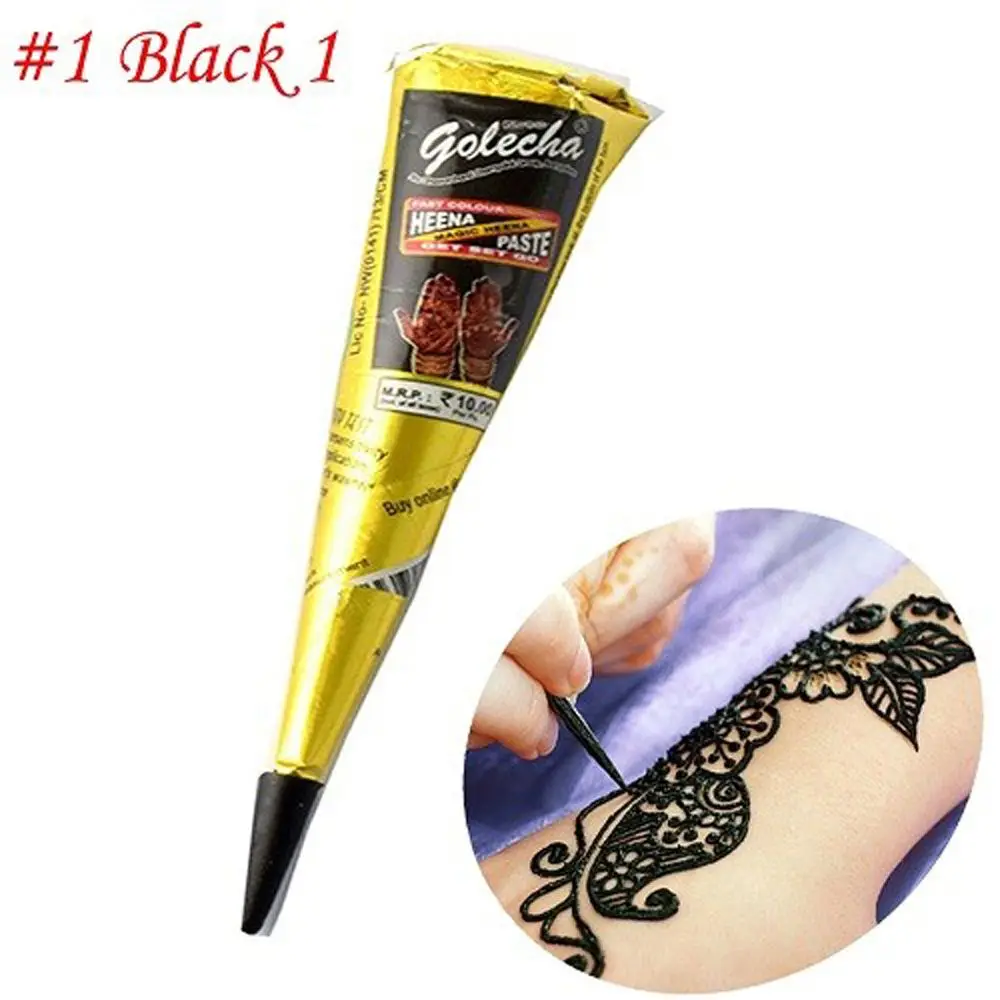 Pasta de tatuaje de Henna, conos indios para tatuaje temporal, pintura corporal, cono de crema artística, venta al por mayor, negro, blanco, marrón,