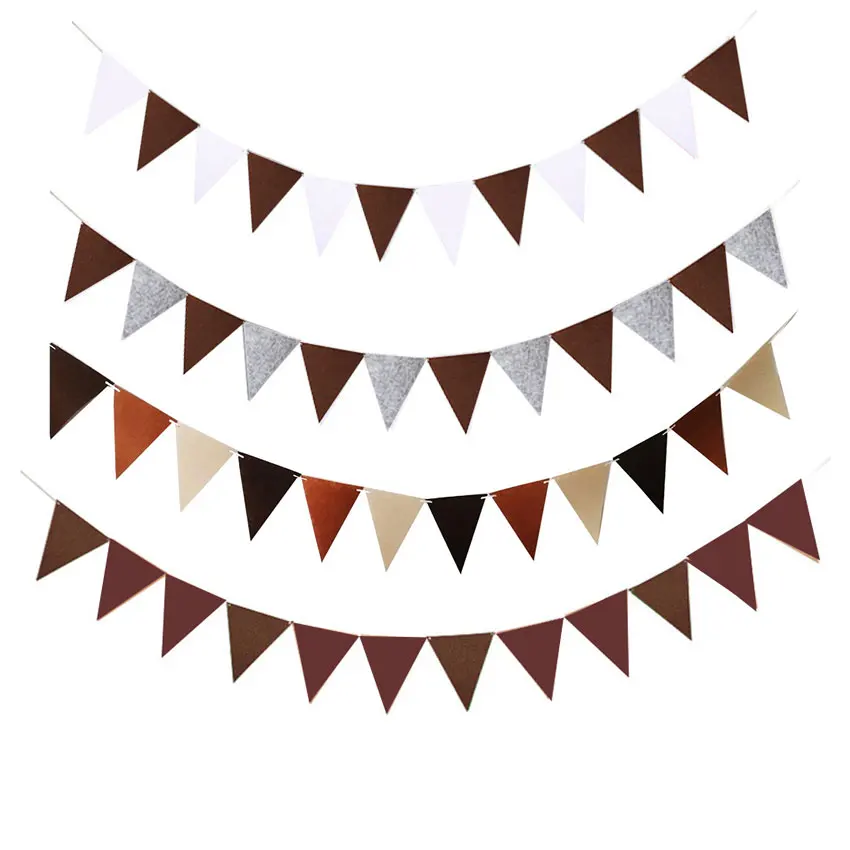 

18Flags Vintage Coffee Khaki Brown Nonwoven Fabrib Pennant For Party Wedding Bunting Banner Garlands Decor Party Supplies 5M/8M