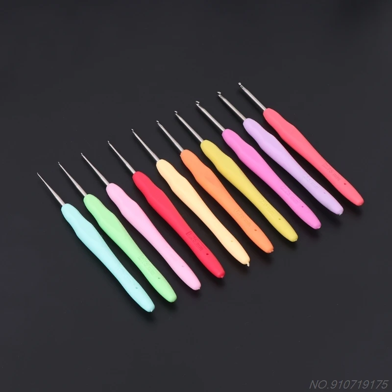 1PC Metal Knitting Needles Crochet Hooks Tool With Ergonomic Grips 0.5-2.75mm N27 20 Dropshipping