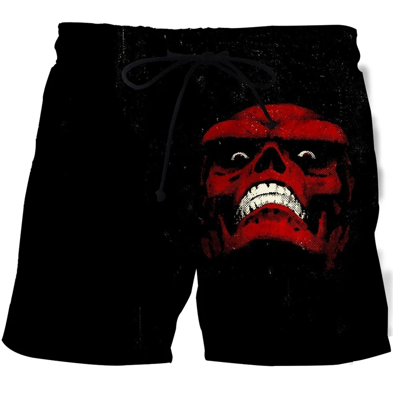 2022 Summer Shorts for Men/Women Horror Skull 3D Printing Street Style Beach Shorts Casual Swimwear black Board Shorts