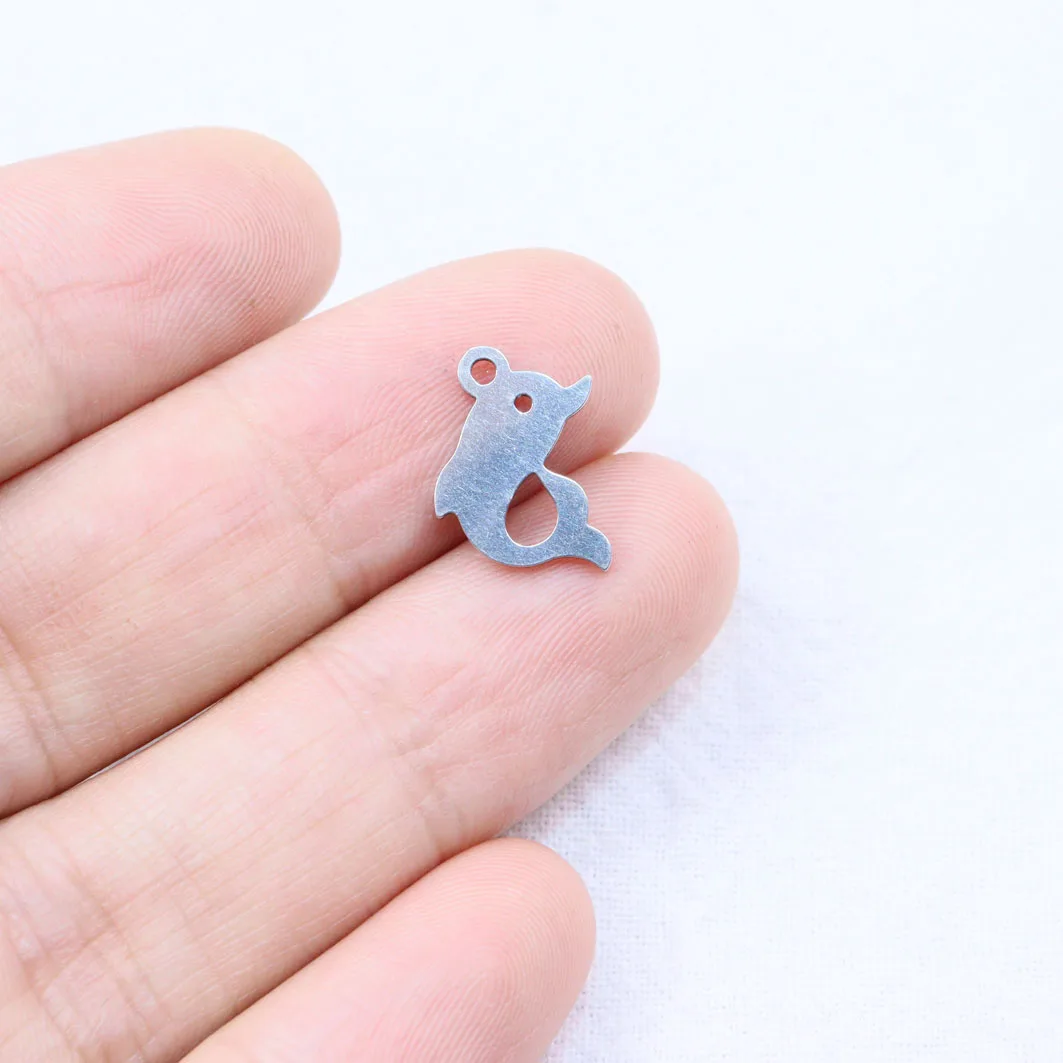 10pcs Wholesale Stainless Steel Lovely Charms DIY Anklets Earrings Bracelets  Unfading Colorless 2 Colors