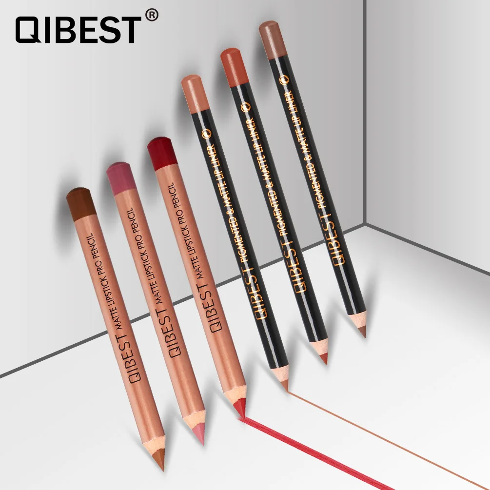 Qibest-delineador de labios para mujer, maquillaje mate impermeable, 15 colores, regalo cosmético, superventas