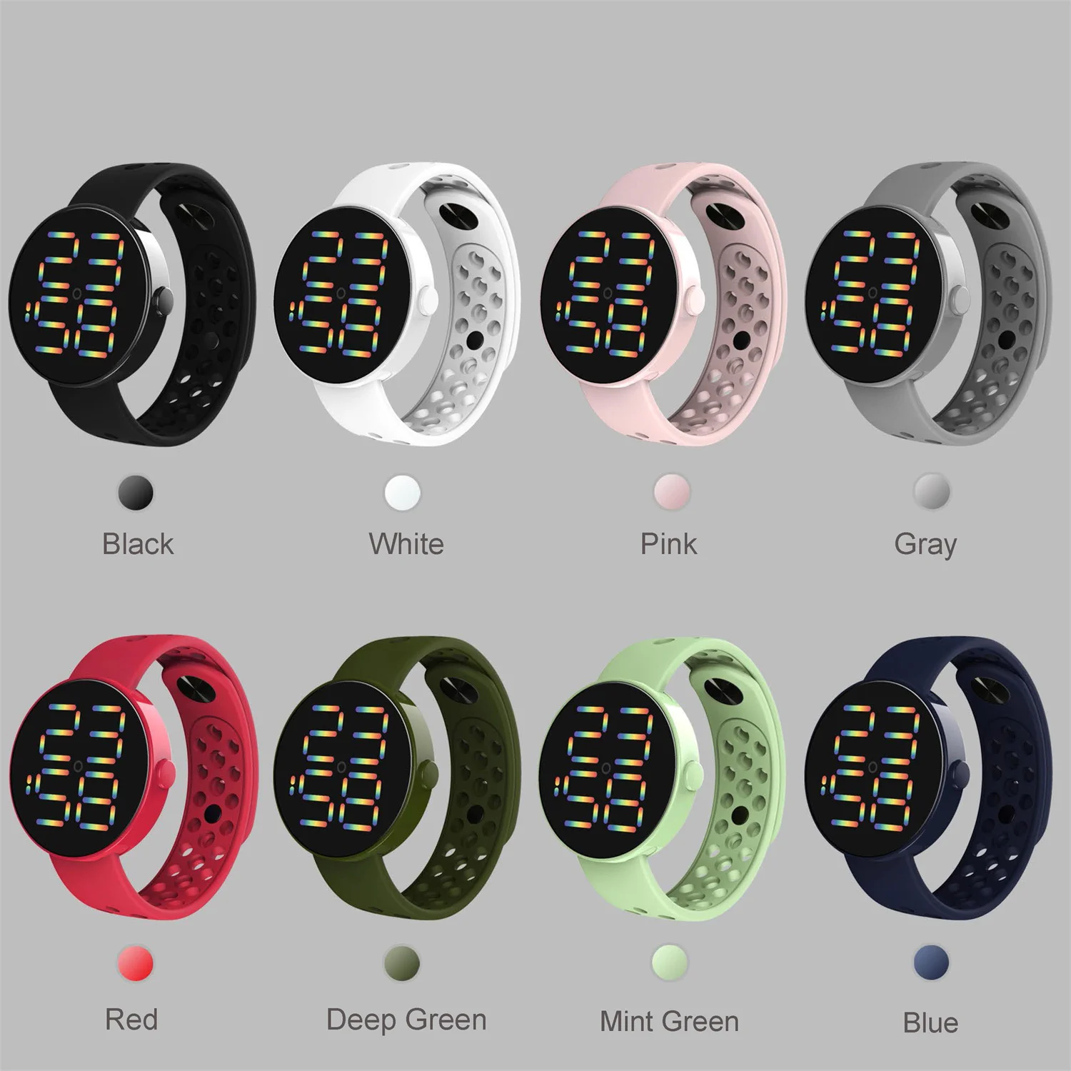 New Fashion LED Digital Watch for Women Sports Electronic Wrist Watch Women\'s Watches Breathable Silicone Watch Montre Femme