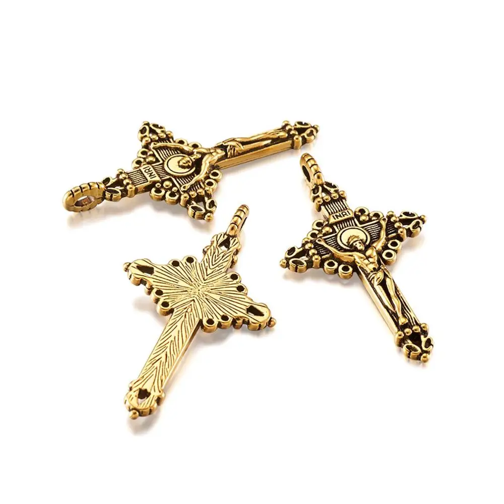 20pcs Retro Golden Alloy Cross Pendants For Easter Party Gift Making DIY Bracelet Necklace Decoration Accessories