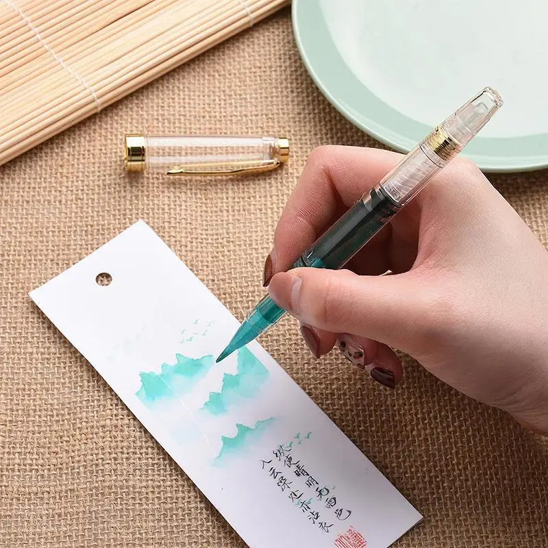 luxury transparent white BRUSH Pen Transparent signature calligraphy ink pen Stationery school supplies