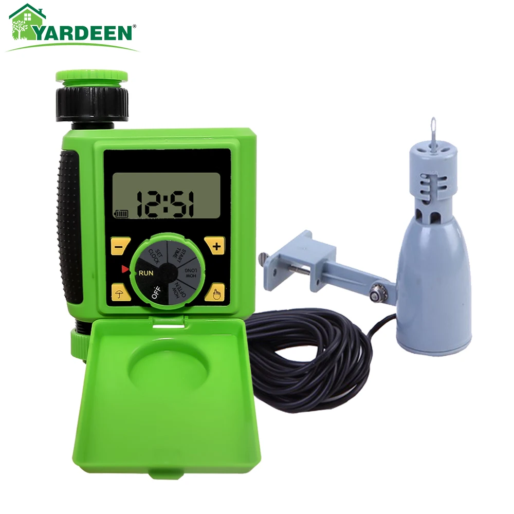 

Yardeen LCD Screen Automatic Electronic Irrigation Watering System Solenoid Valve Controller with Rain Sensor