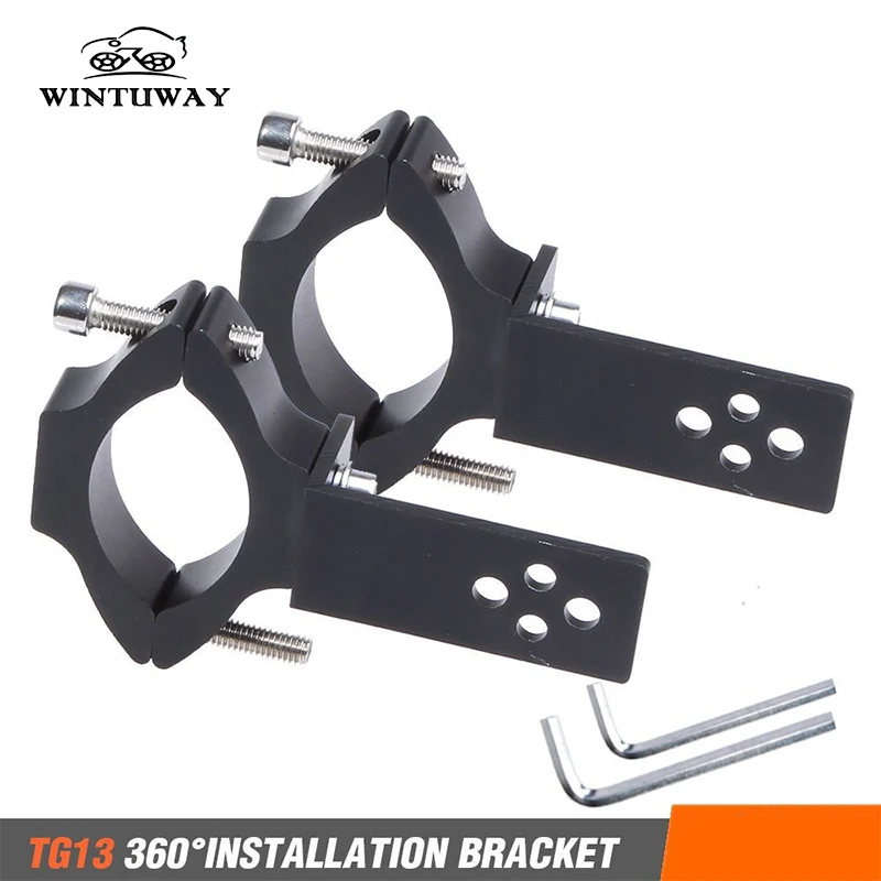 WINTUWAY 2Sets Universal Mount TG13 Motorcycle Headlight Bracket Tube Fork Spotlight Holder Clamp For Cafer Racer Chopper