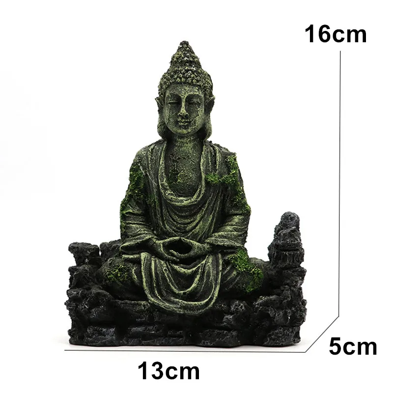 Artificial Aquarium Decoarion Ancient Buddha Resin Fish Tank Sitting Buddha Lanscaping Ornament Fish Reptiles Hiding Accessories