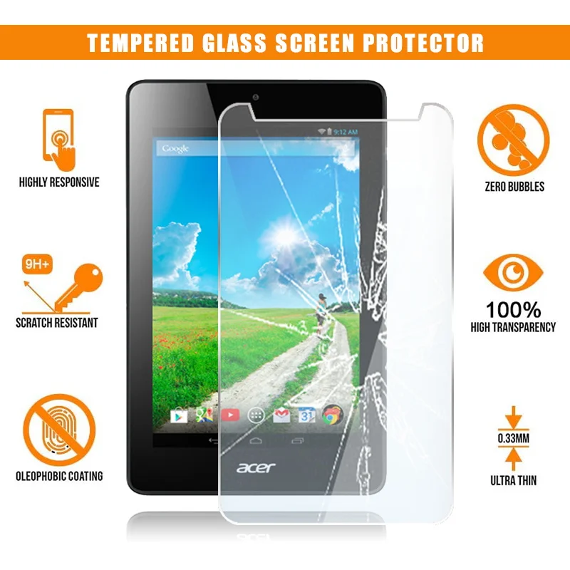 For Acer Iconia One 7 B1-730 HD Full Tablet Tempered Glass 9H Premium Scratch Proof Anti-fingerprint Clear Film Protector Cover