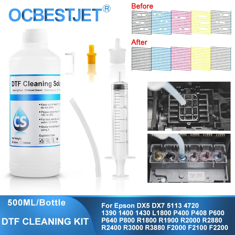 500ML DTF Cleaning Solution Print Head Cleaning Liquid Capping Station Cleaning Fluid Direct to Transfer Film Ink Cleaning Kit